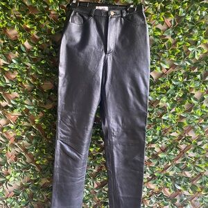 Black Leather Women Jeans